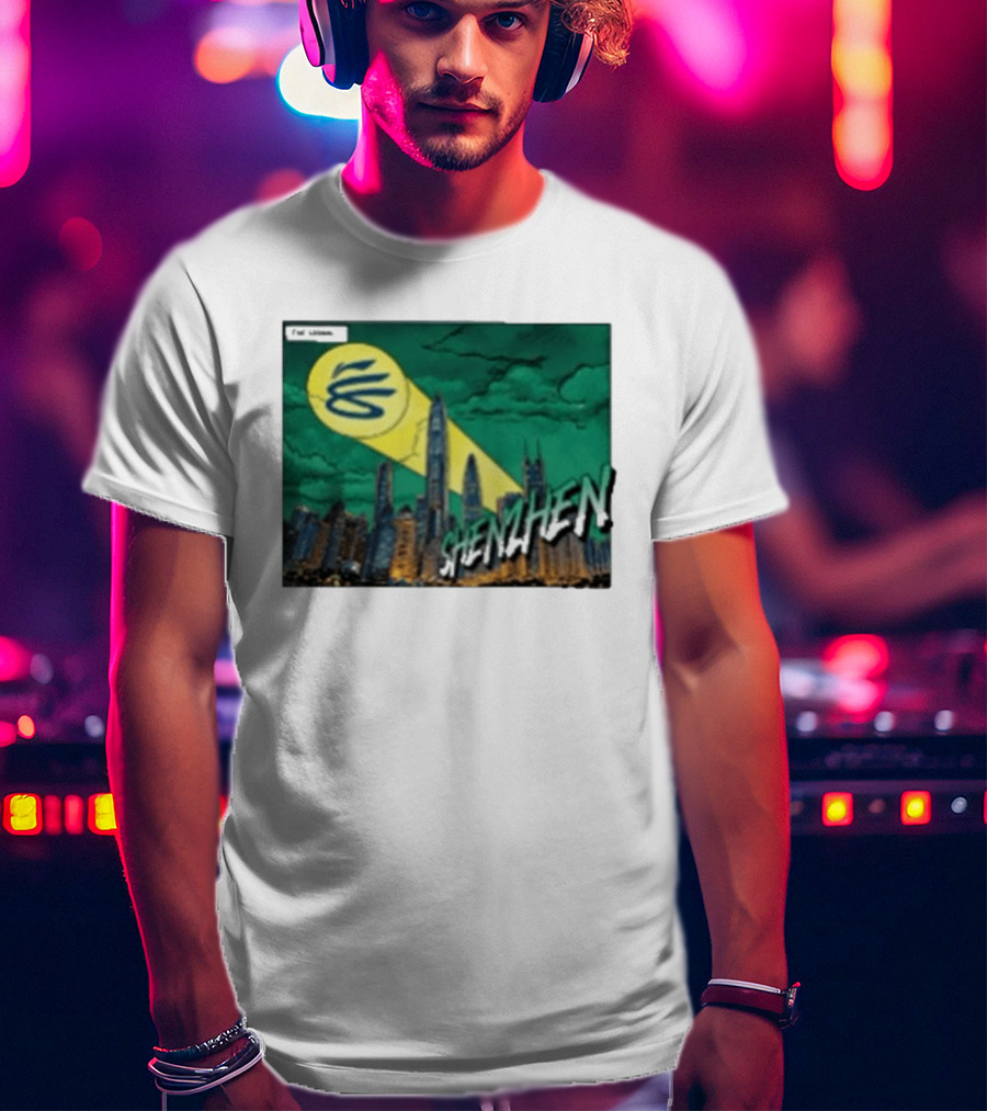 Stephen Curry Li Ning X Curry China Tour Shenzhen City Skyline Spotlight T-Shirt