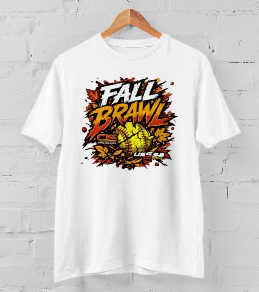 USSSA Fall Brawl Central Iowa Sports Tournament 2026 With Autumn Leaves And Softball T-Shirt
