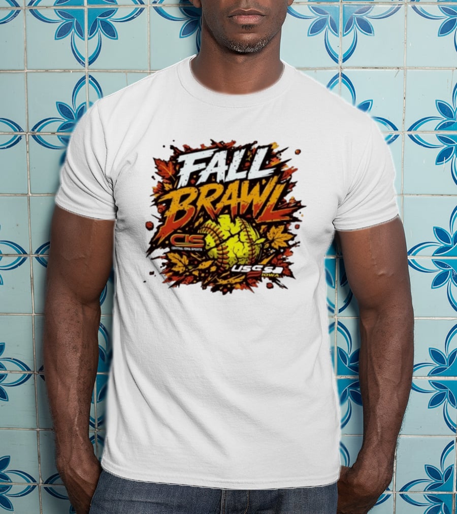 USSSA Fall Brawl Central Iowa Sports Tournament 2026 With Autumn Leaves And Softball T-Shirt