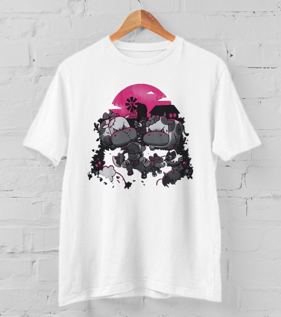 Zombie Farm Undead Creepy Cows Horror Scene T-Shirt