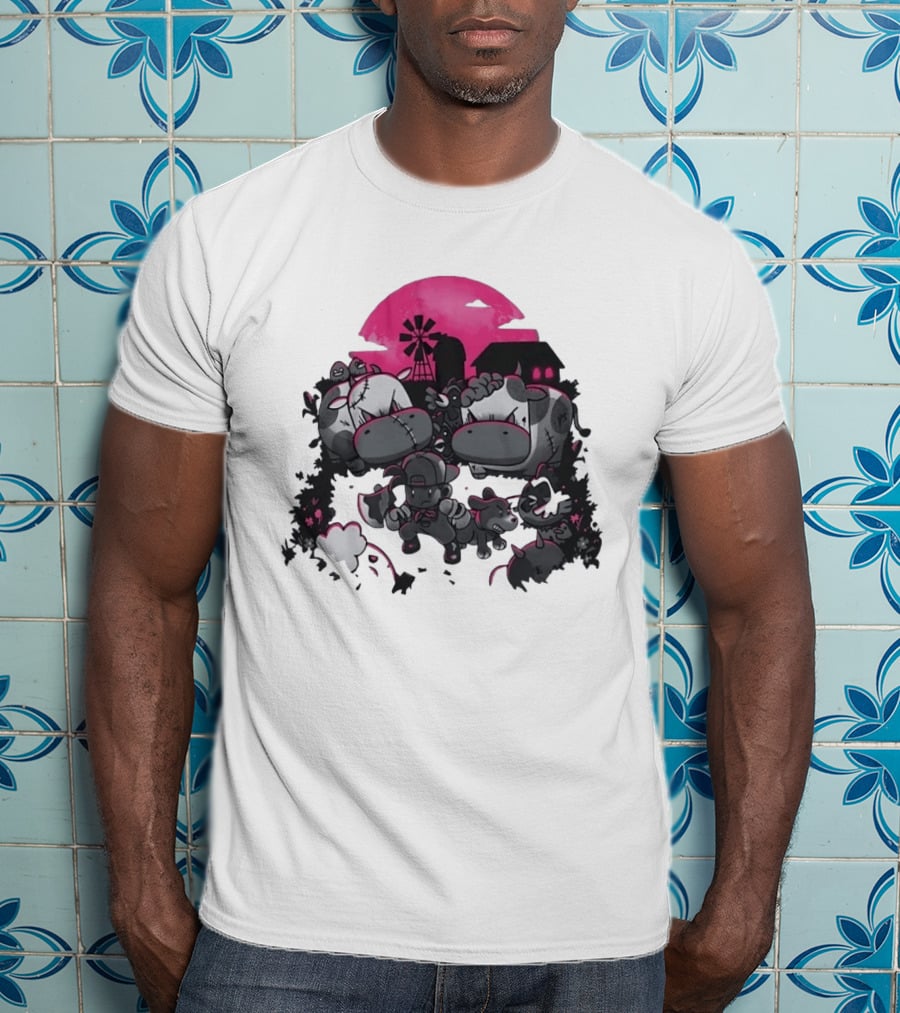 Zombie Farm Undead Creepy Cows Horror Scene T-Shirt