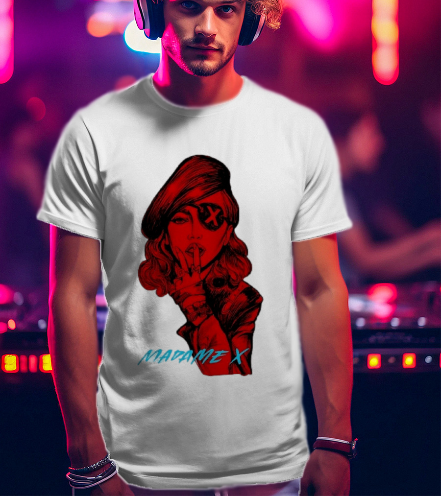 Madonna Madame X Beret Eye Patch Pop Music T-Shirt