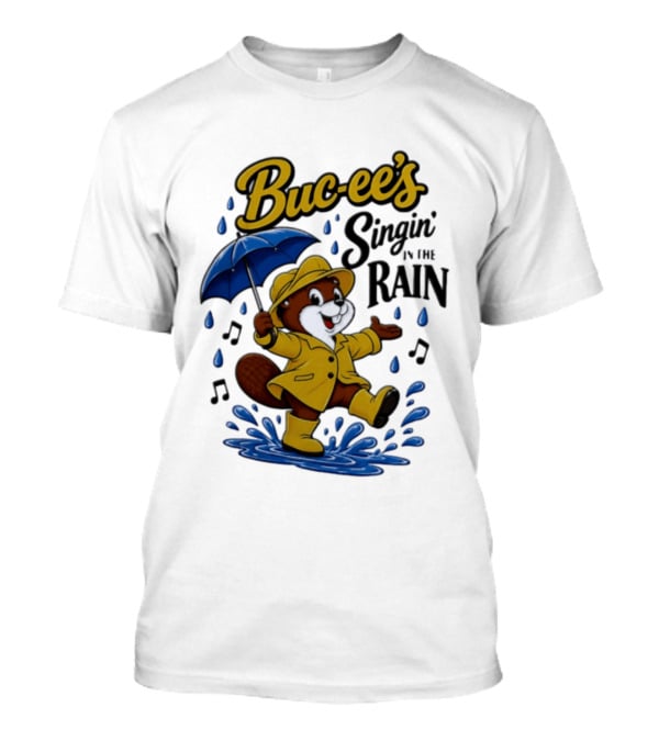 Buc Ee's Singin In The Rain Umbrella Beaver Cheerful Splash T-Shirt