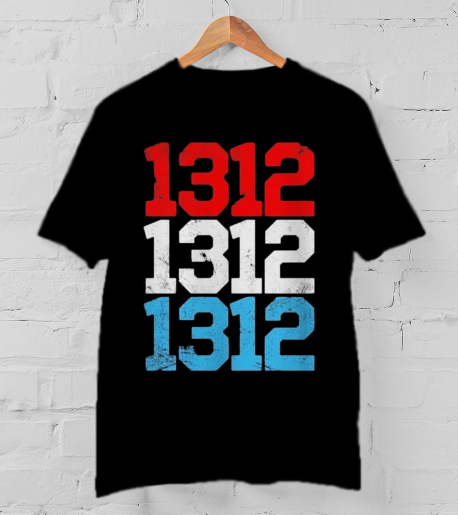 1312 ACAB Distressed Protest Red White Blue Stacked T-Shirt