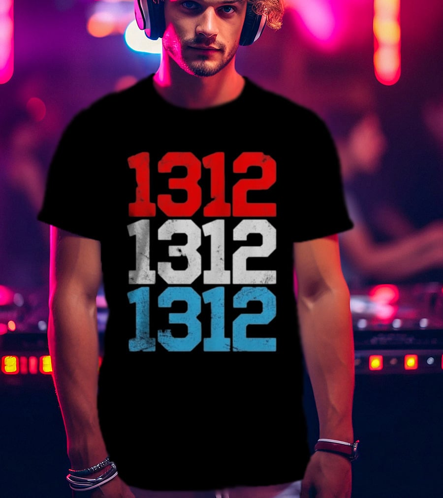 1312 ACAB Distressed Protest Red White Blue Stacked T-Shirt