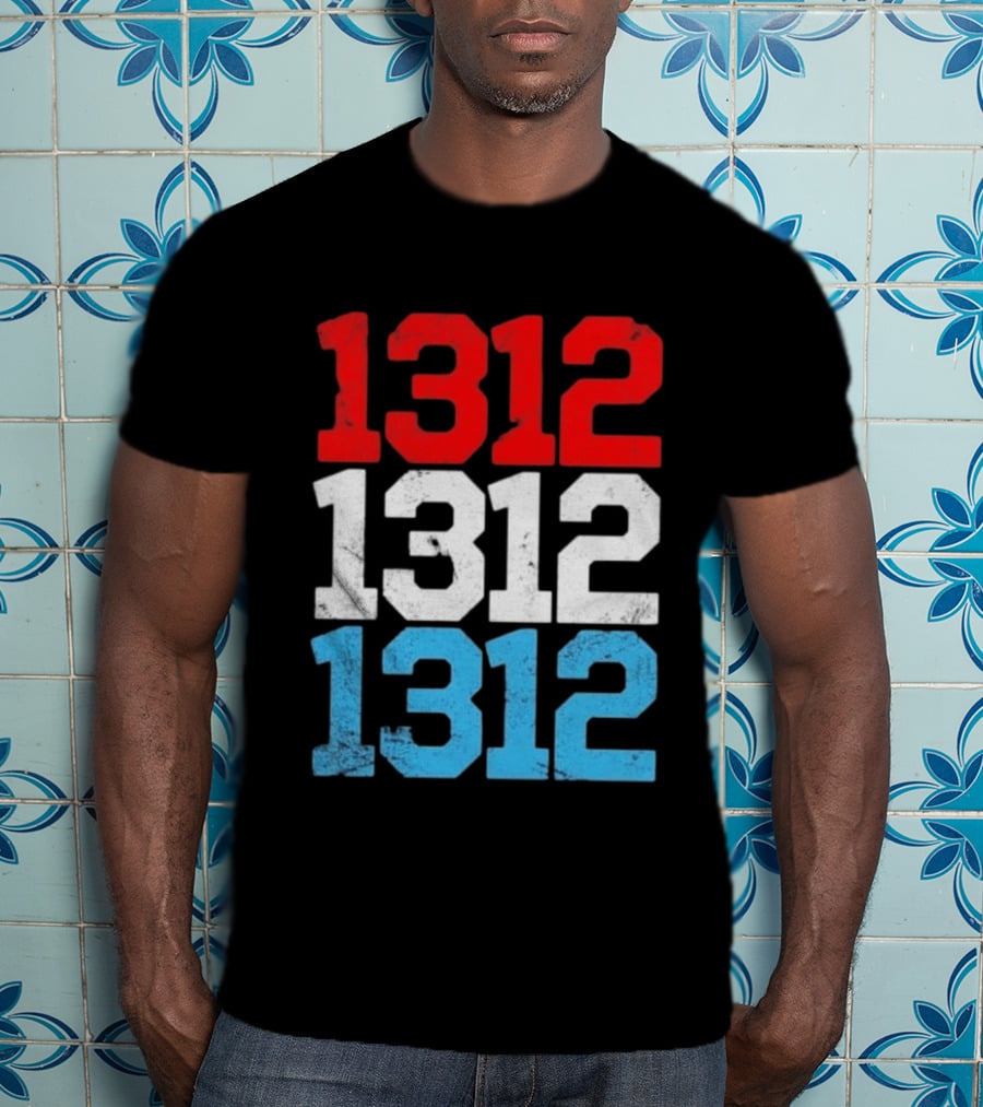 1312 ACAB Distressed Protest Red White Blue Stacked T-Shirt