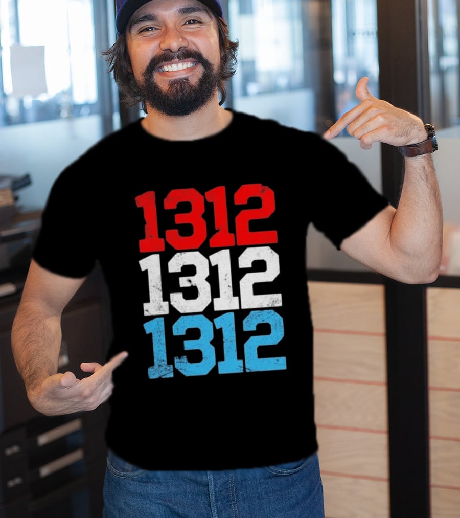 1312 ACAB Distressed Protest Red White Blue Stacked T-Shirt