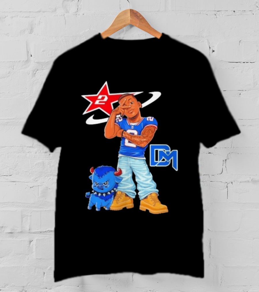 DJ Moore No 2 Buffalo Bills Cartoon Player With Buffalo And Red Star T-Shirt