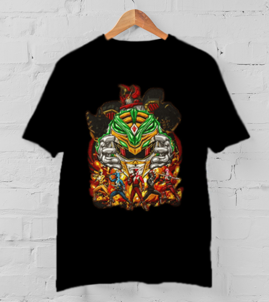Mighty Morphin Power Rangers Green Ranger Red Ranger Megazord Characters T-Shirt
