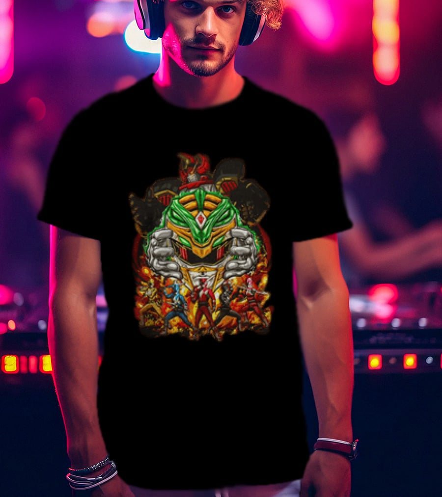Mighty Morphin Power Rangers Green Ranger Red Ranger Megazord Characters T-Shirt