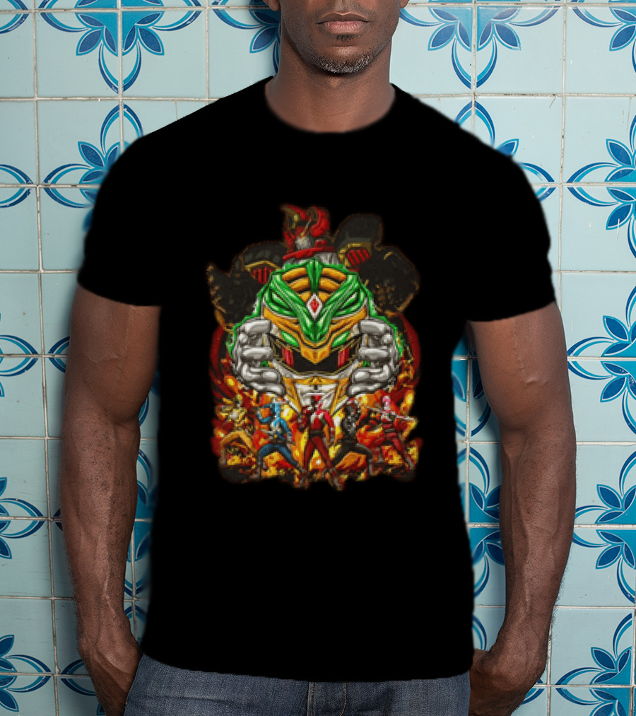 Mighty Morphin Power Rangers Green Ranger Red Ranger Megazord Characters T-Shirt