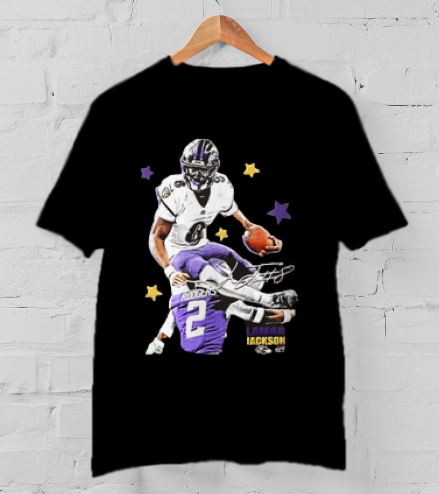 Lamar Jackson Baltimore Ravens Stars Rodgers 2 NFL T-Shirt