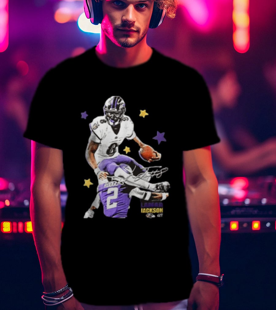 Lamar Jackson Baltimore Ravens Stars Rodgers 2 NFL T-Shirt