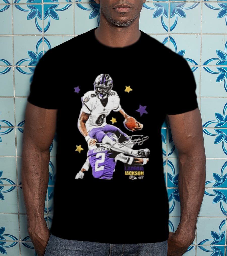 Lamar Jackson Baltimore Ravens Stars Rodgers 2 NFL T-Shirt