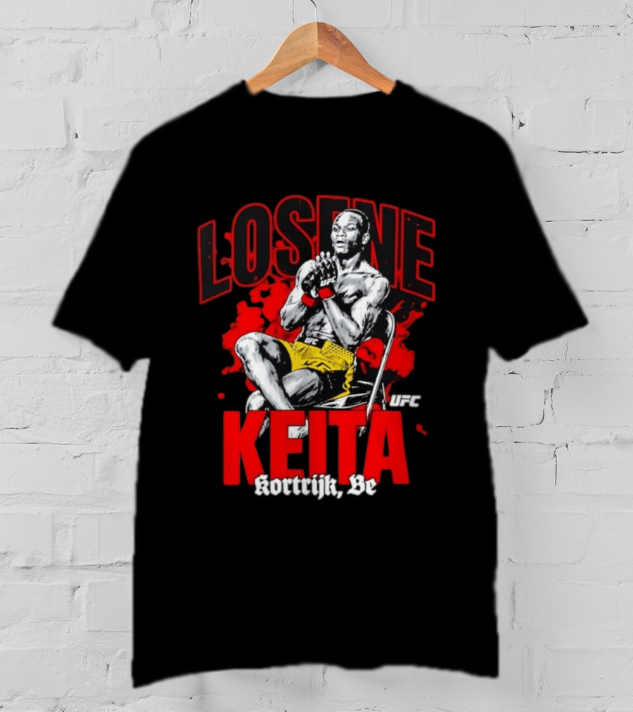 Losene Keita UFC Kortrijk Be MMA Fighter Pose In Bold Red And Yellow T-Shirt