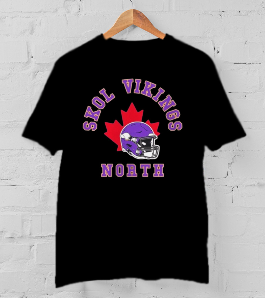Skol Vikings North Canada 2026 Football Helmet Red Maple Leaf T-Shirt