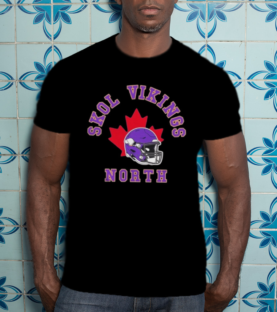 Skol Vikings North Canada 2026 Football Helmet Red Maple Leaf T-Shirt