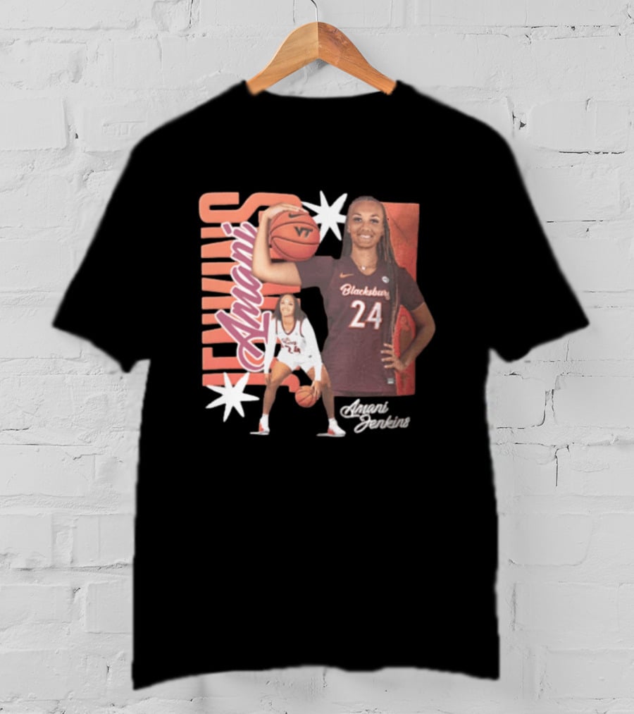Amani Jenkins Blacksburg 24 VT Basketball Player Starburst T-Shirt