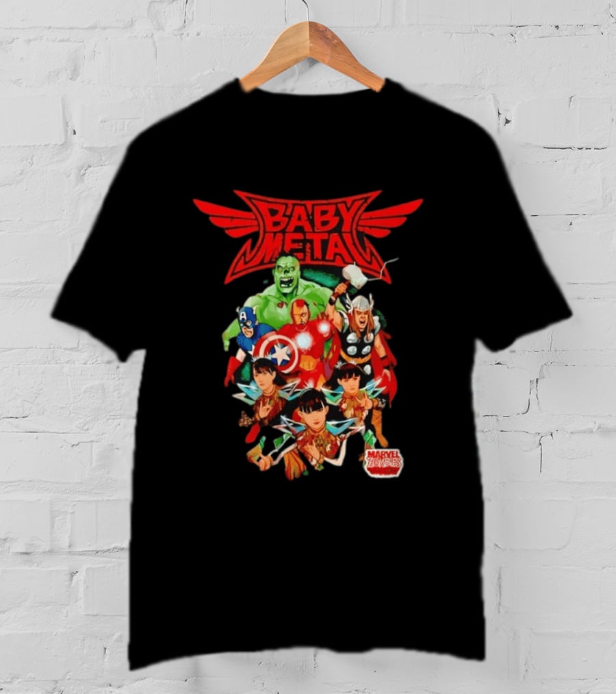 Babymetal X Marvel Zombies Avengers Collaboration May 2012 Heavy Metal T-Shirt