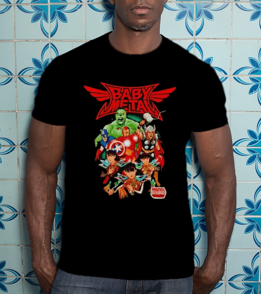 Babymetal X Marvel Zombies Avengers Collaboration May 2012 Heavy Metal T-Shirt