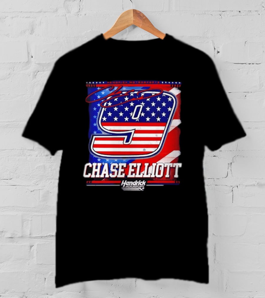 Chase Elliott 9 Hendrick Motorsports American Flag Racing T-Shirt