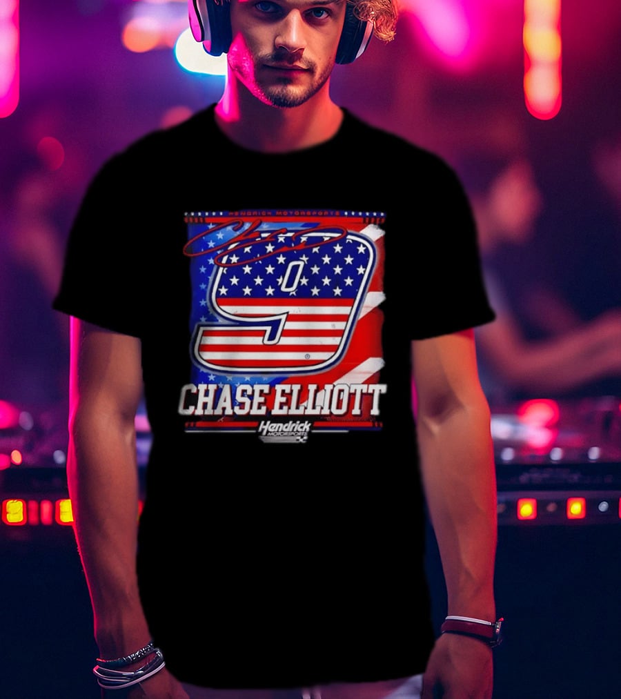 Chase Elliott 9 Hendrick Motorsports American Flag Racing T-Shirt