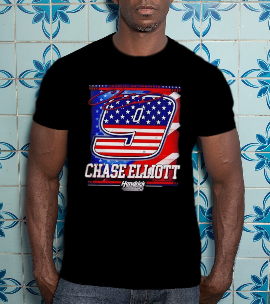 Chase Elliott 9 Hendrick Motorsports American Flag Racing T-Shirt