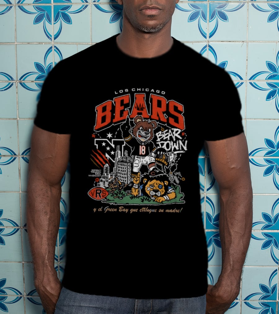 Los Chicago Bears Bear Down Beat Vikings Lions Green Bay Que Chinguen Su Madre T-Shirt