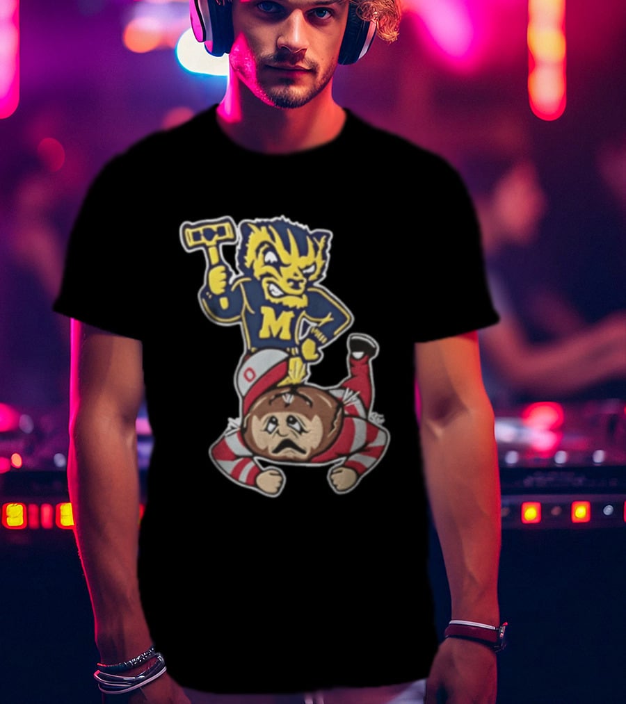 Michigan Wolverines Vs Ohio State Buckeyes Football Rivalry Mascot Showdown T-Shirt