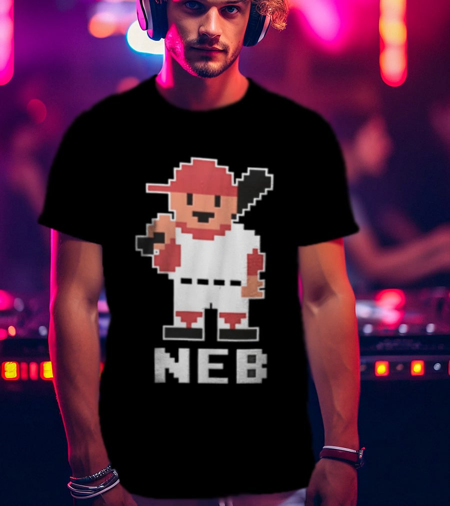 Nebraska Cornhuskers 8 Bit Baseball Player NEB T-Shirt