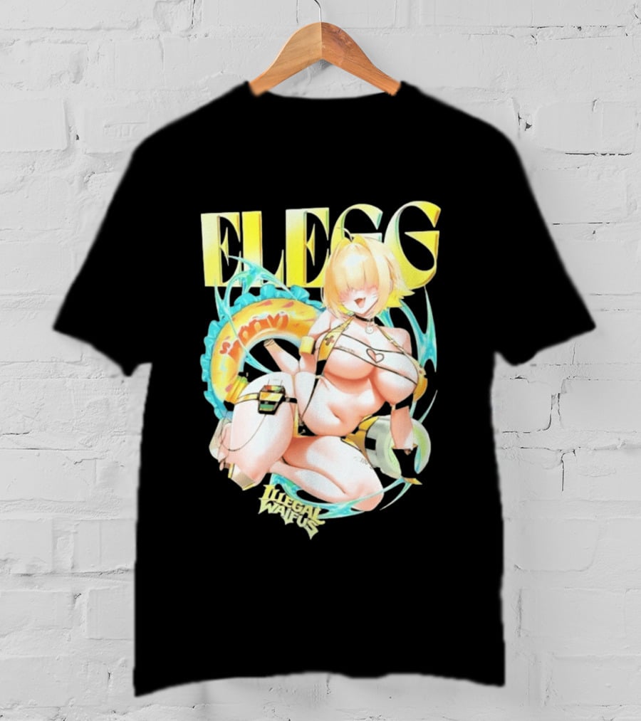 Elegg Illegal Waifus Electric Anime Character Beach Vibes T-Shirt
