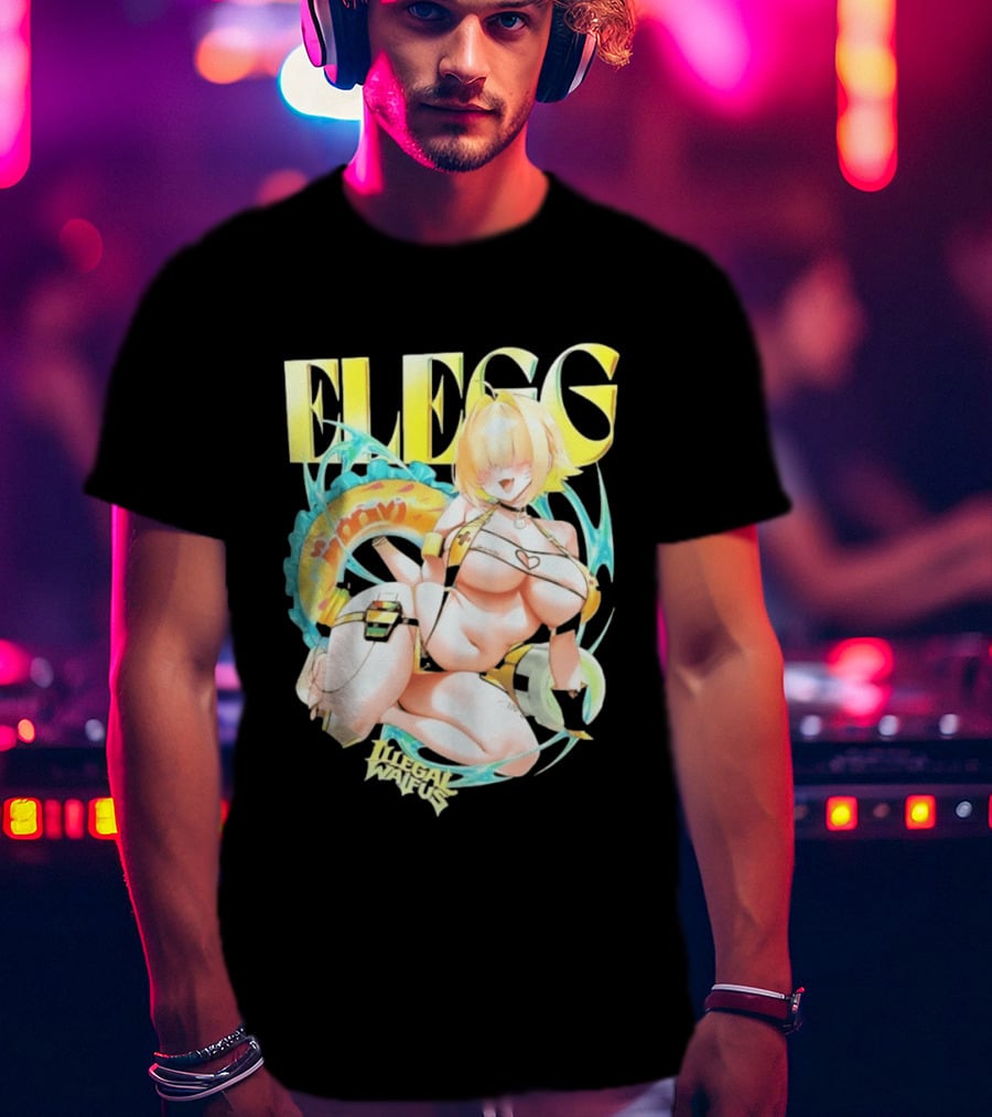Elegg Illegal Waifus Electric Anime Character Beach Vibes T-Shirt