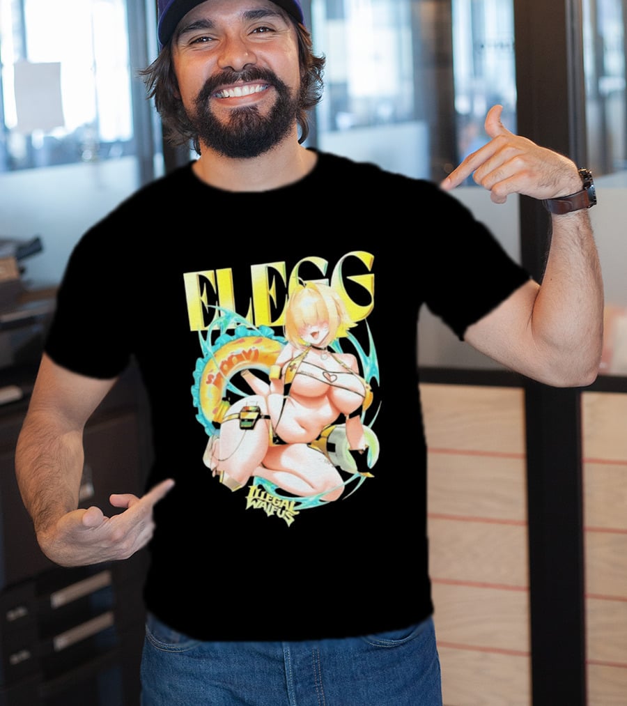 Elegg Illegal Waifus Electric Anime Character Beach Vibes T-Shirt
