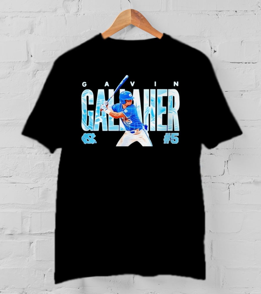 Gavin Gallaher #5 University Of North Carolina Tar Heels NCAA Baseball Player T-Shirt