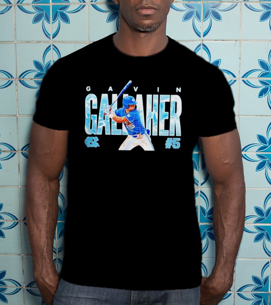 Gavin Gallaher #5 University Of North Carolina Tar Heels NCAA Baseball Player T-Shirt