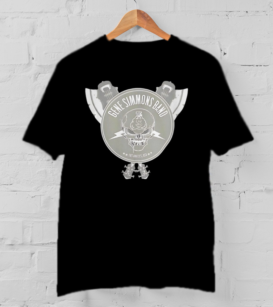Gene Simmons Band Los Angeles USA Skull Dollar Bass Guitar Wings T-Shirt