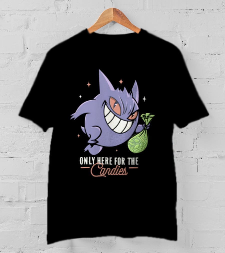 Gengar Only Here For The Candies Halloween Fun T-Shirt