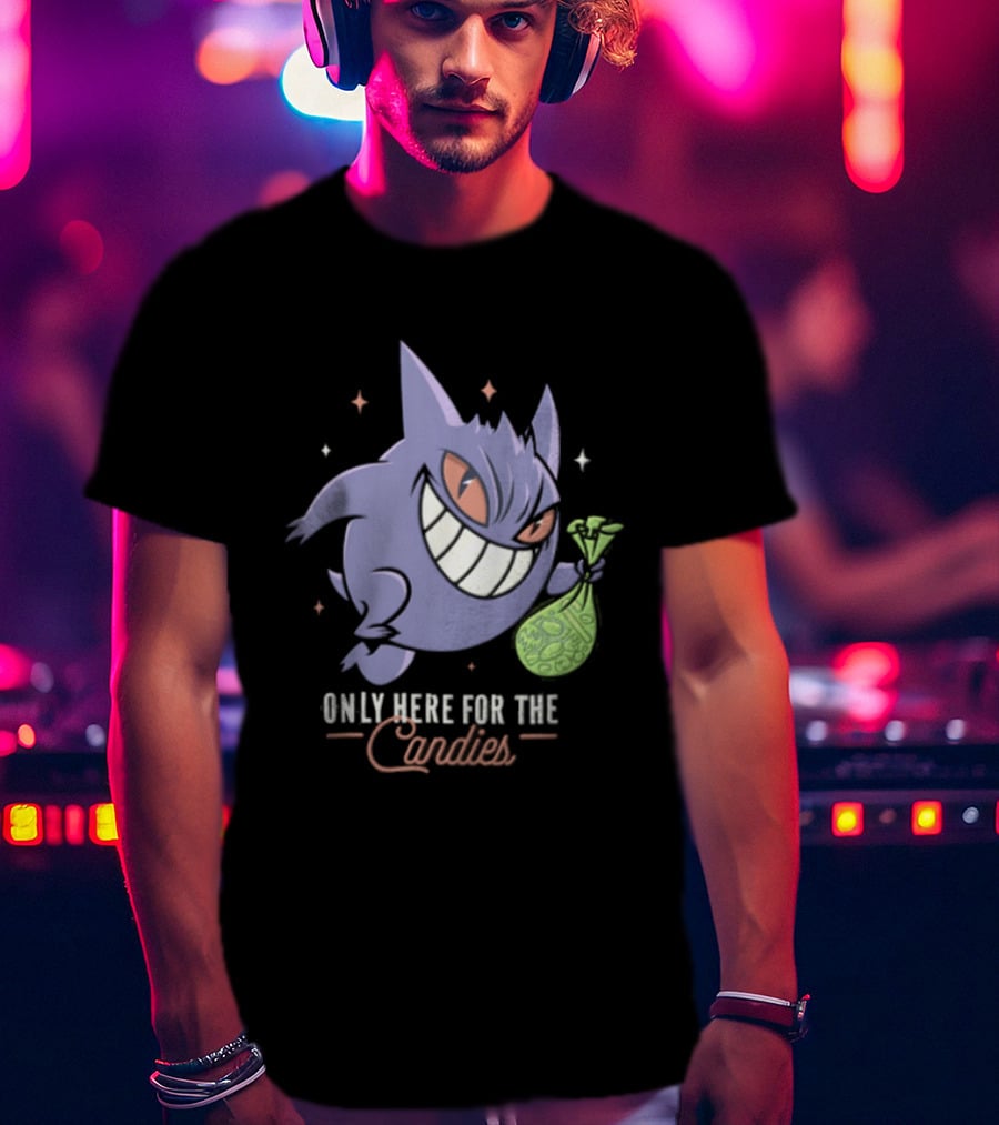 Gengar Only Here For The Candies Halloween Fun T-Shirt