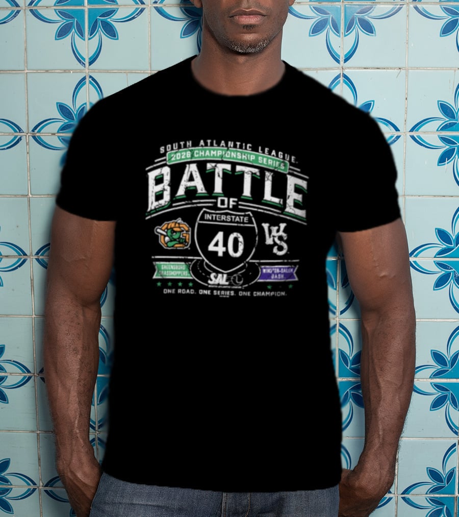 North Atlantic League 2026 Championship Series Battle Of Interstate 40 Greensboro Grasshoppers Winston Salem Dash T-Shirt