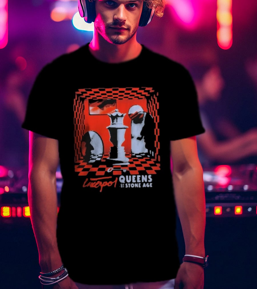 Interpol Gig At Estadio Ciudad De Los Deportes Mexico March 6 2027 Featuring Queens Of The Stone Age Chess Visuals T-Shirt