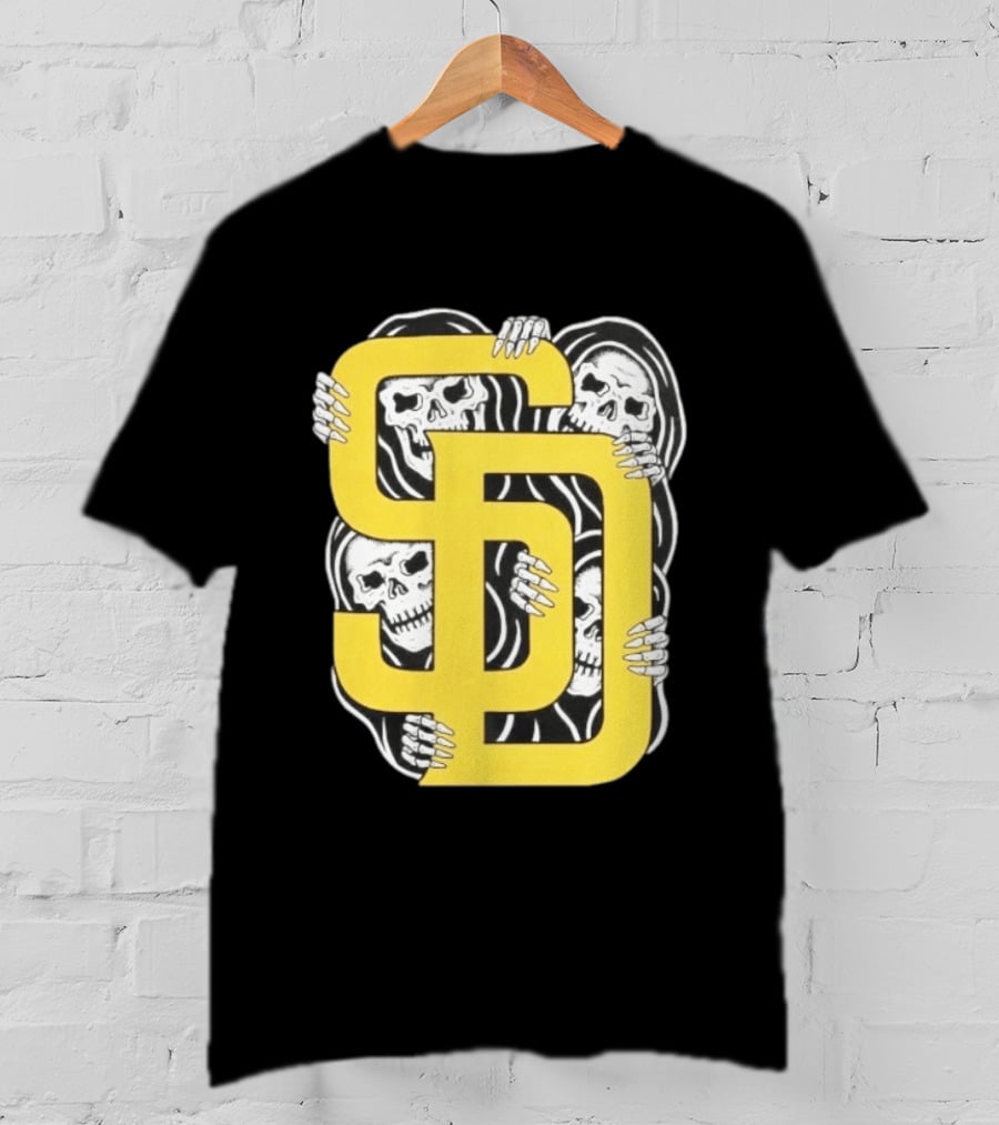 San Diego Padres SD Yellow Grim Reaper Skeletons T-Shirt