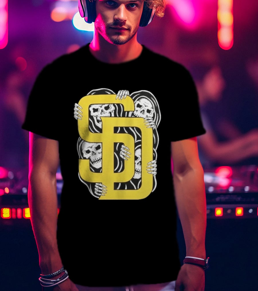 San Diego Padres SD Yellow Grim Reaper Skeletons T-Shirt