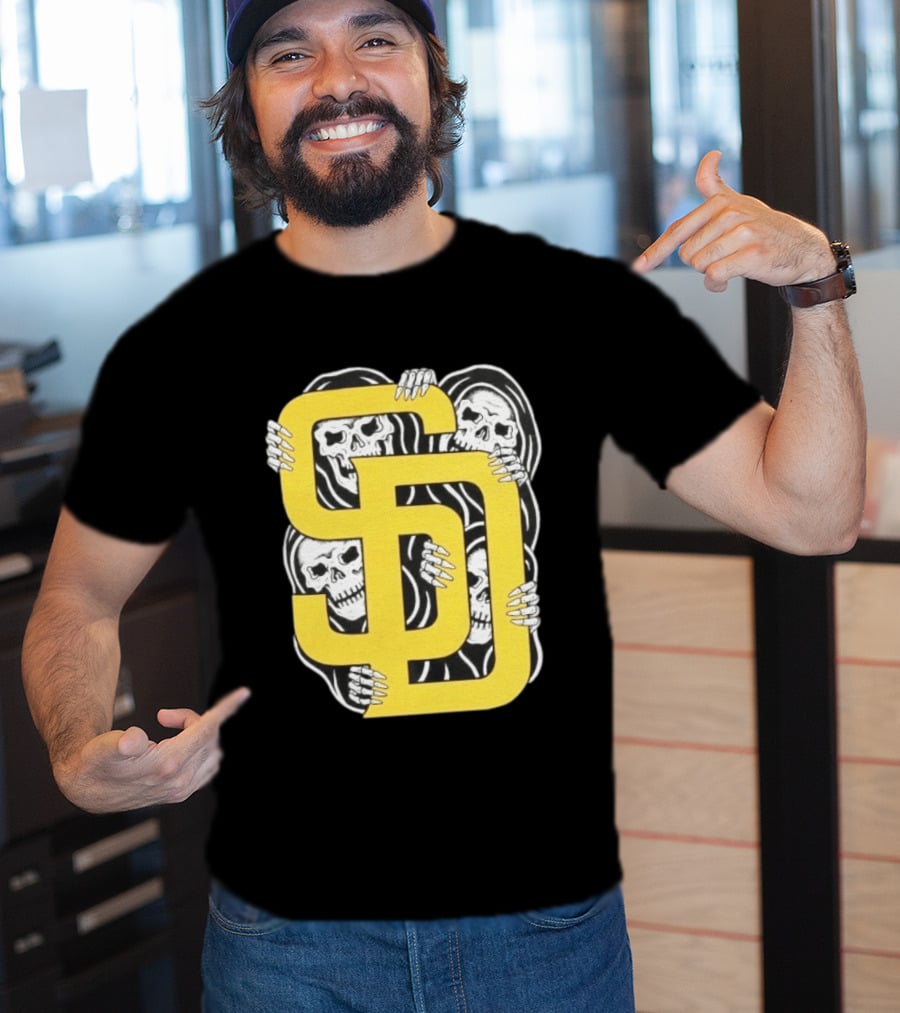 San Diego Padres SD Yellow Grim Reaper Skeletons T-Shirt
