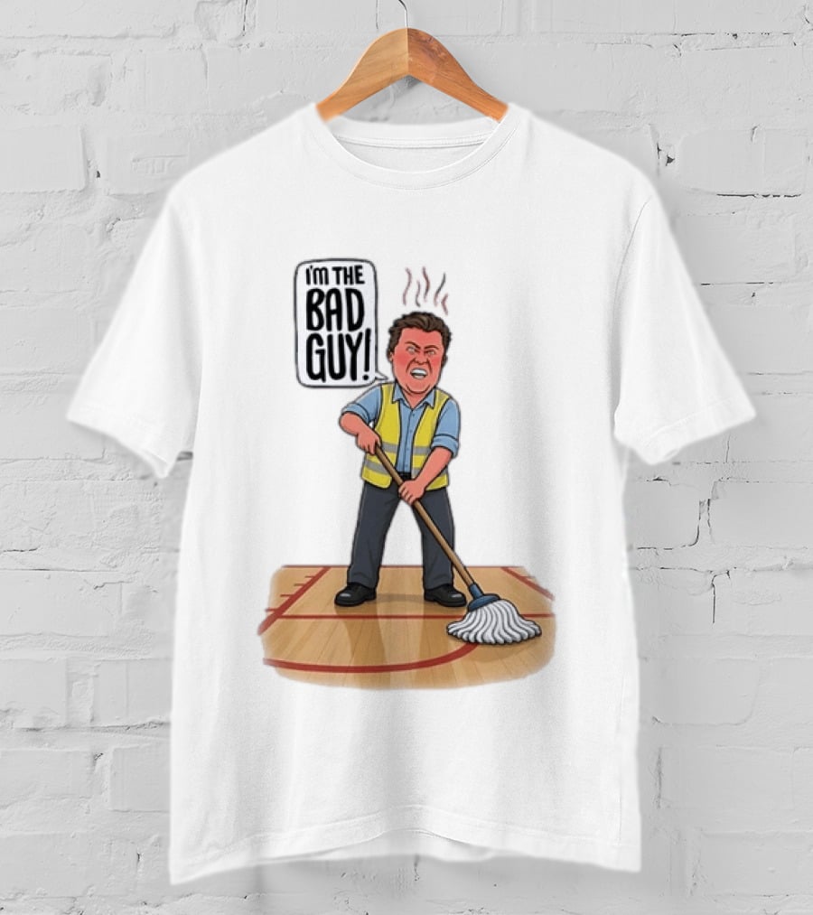 I'm The Bad Guy Janitor Cartoon Mopping Basketball Court T-Shirt