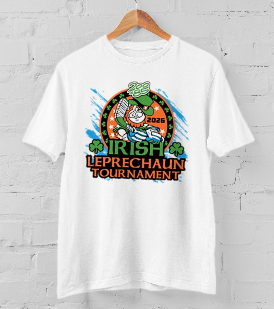 Irish Leprechaun Tournament 2026 Clover Emblem And Green Hat Celebration T-Shirt