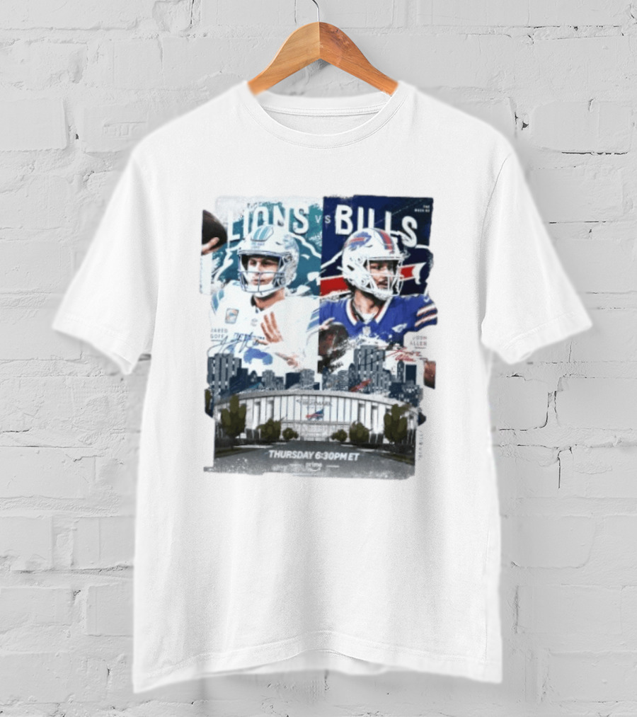 Jared Goff Detroit Lions Vs Josh Allen Buffalo Bills Thursday Night Football Week 02 6:30 PM ET T-Shirt