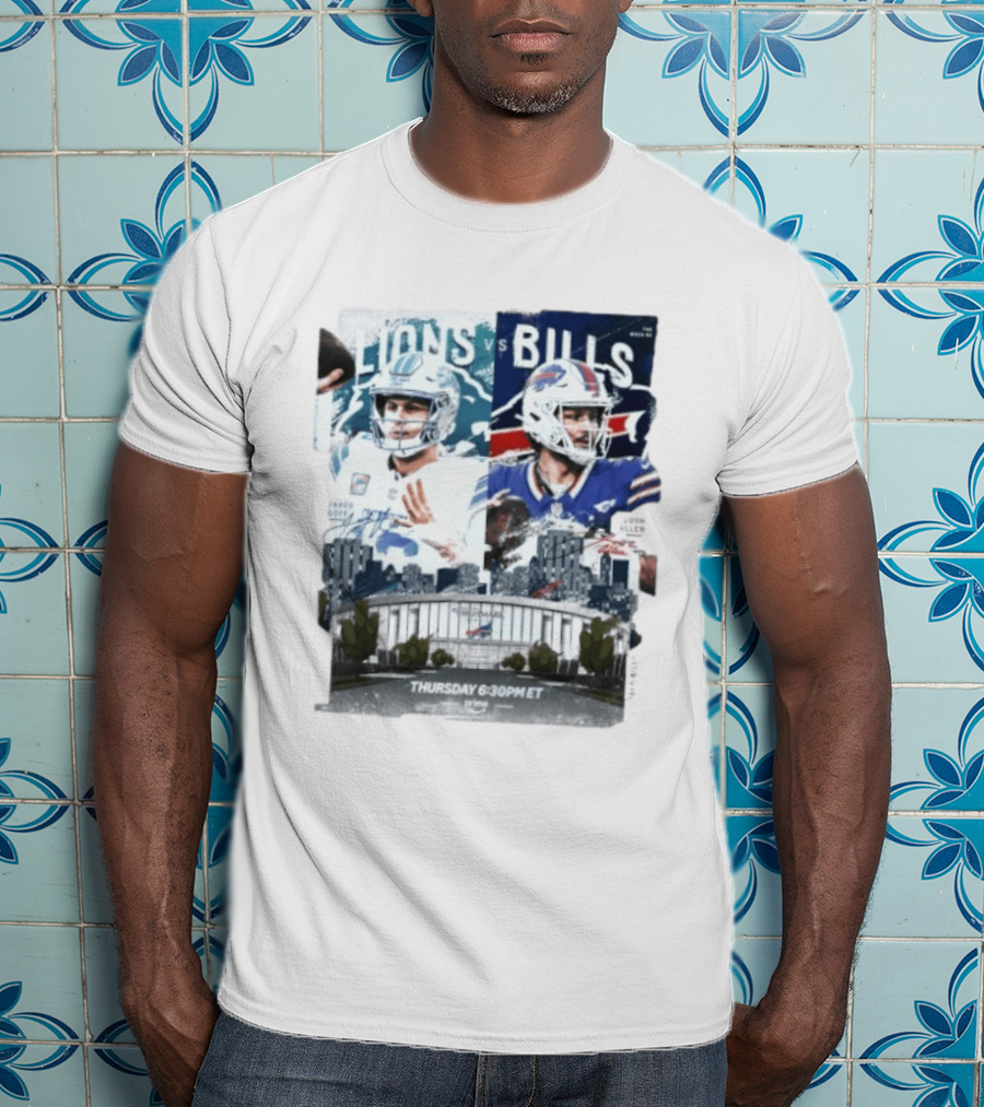 Jared Goff Detroit Lions Vs Josh Allen Buffalo Bills Thursday Night Football Week 02 6:30 PM ET T-Shirt