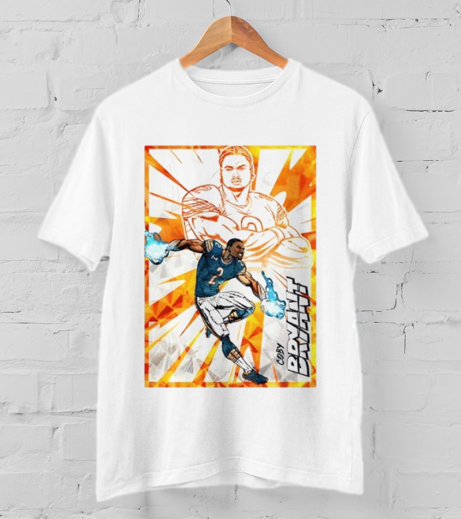 Coby Bryant Seattle Seahawks Football Card Dynamic Illustration With Chicago Bears T-Shirt