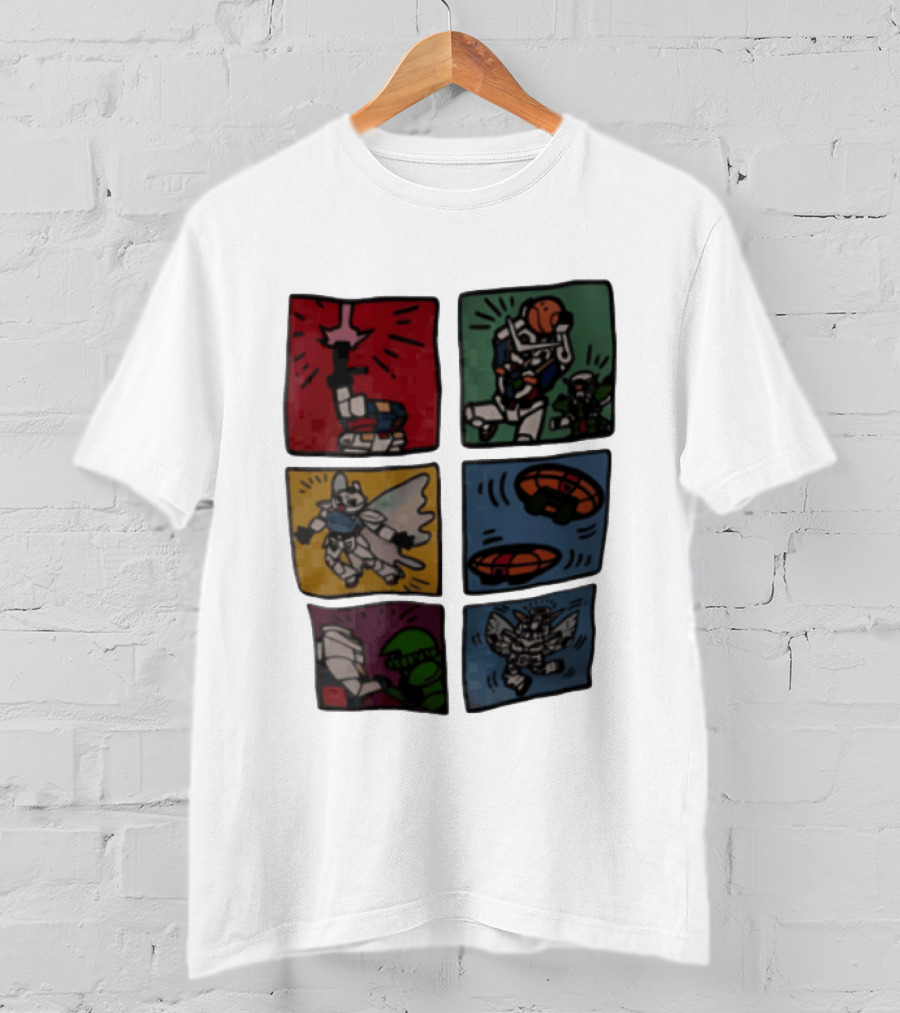 Keith Haring Japanese Mecha Robot Comic Panels Pop Cartoon T-Shirt