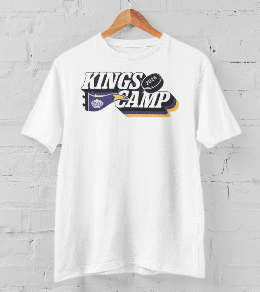 Kings Camp 2026 Hockey Sports Banner Whistle Puck T-Shirt
